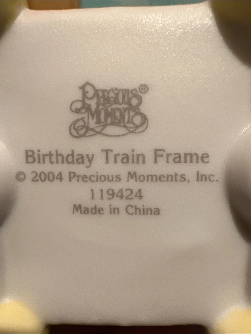 Precious Moments Birthday Train Frame in Pink, Yellow, Blue and Cream